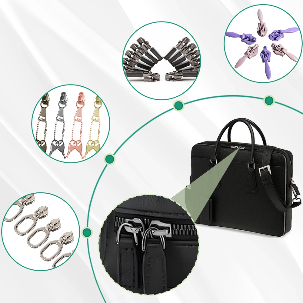 Custom Size Logo Auto Non Lock Nylon Zipper Head Pulls Slider Gold Metal Zip Puller For Handbag Designer Zinc Alloy High-Quality