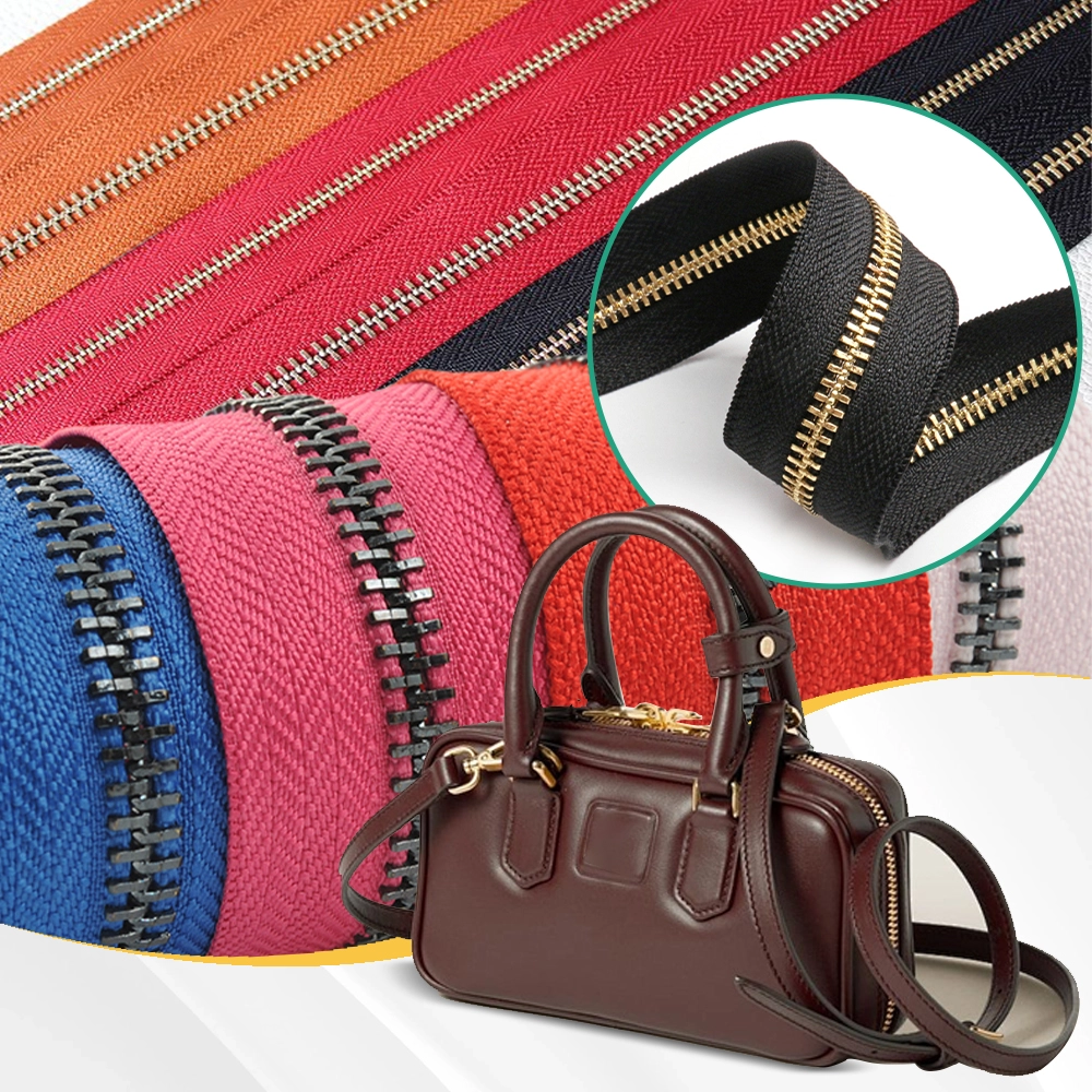 Customized Color Size Metal Zippers Rolls For Clothing Jeans Bags Plating Electroplate Coil Gold Brass Durable Zips Long Chain Cremallera Fecho de correr ?z??per