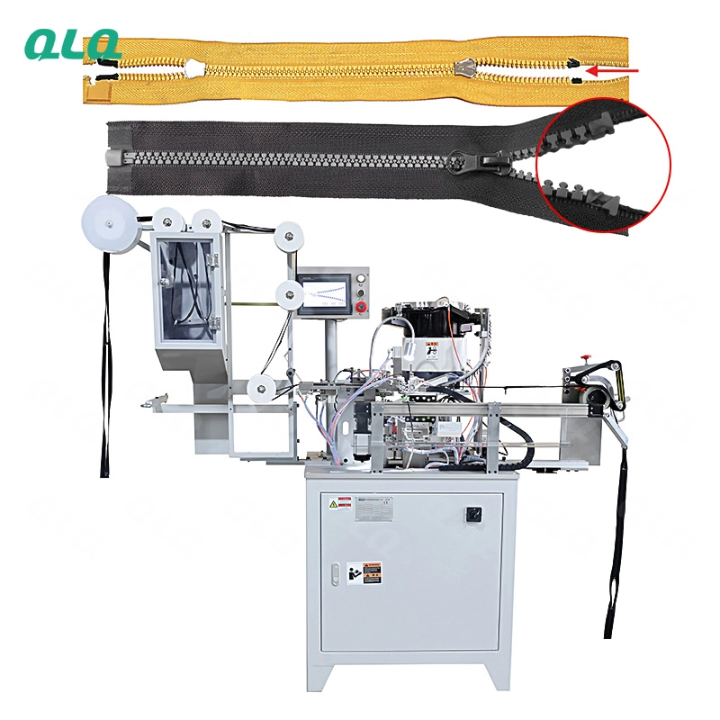 QLQ-DPSMCM Automatic Plastic Zipper Injection Waste Material Picking, Slider Mounting & Zipper Combining Machine (for open-end zipper)