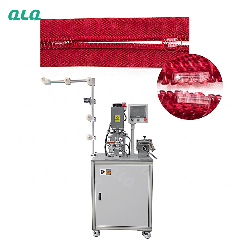 QLQ-IUIM Automatic Invisible Zipper Ultrasonic I Shape Top Stop Machine (by transparent round top stop wire)