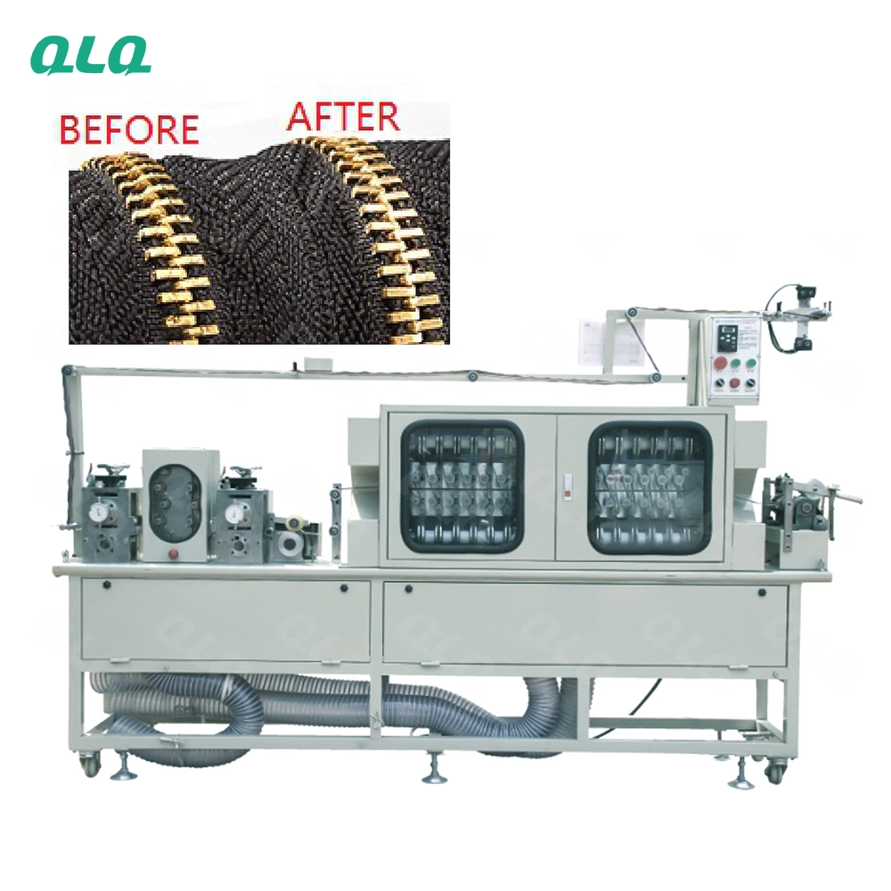 QLQ-F24P Automatic Metal Zipper Surface Intelligent Polishing Machine (24 pcs brass wheels, has better effect for polishing Y teeth & Riri teeth zipper)